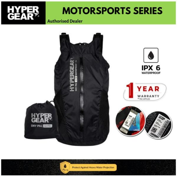 Hypergear Dry Pac Lite 15L (Backpack | Washable | Lightweight | Pocketable | Easy Access | Compartment | Outdoor)