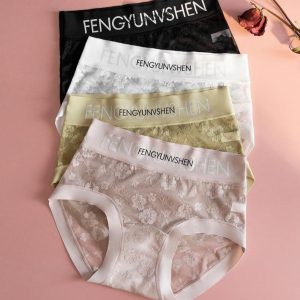 ​Magic Will Seluar Dalam Renda Tinggi Kapas Lengkap Anti Bau Pinggang Tinggi 3 Pasang Bernafas​