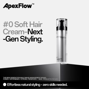 ApexFlow #0 Soft Hair Cream Tanah Liat Rambut Lembut Lumpur Rambut untuk Lelaki Volume Menyegarkan Penggayaan Harian Rupa Semula Jadi