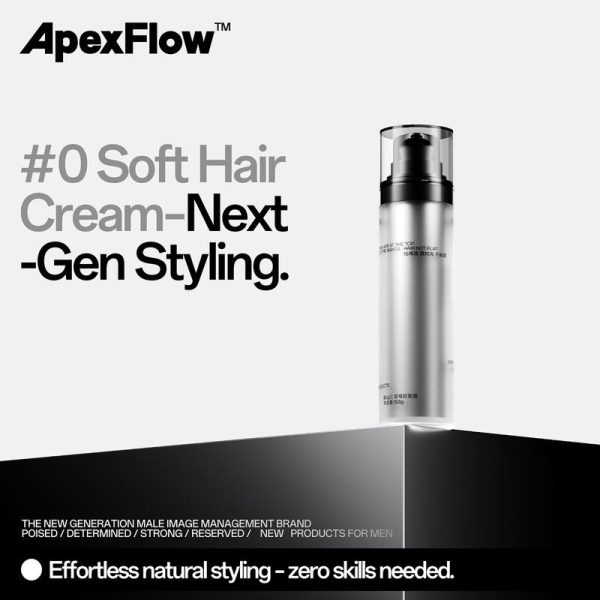 ApexFlow #0 Soft Hair Cream Tanah Liat Rambut Lembut Lumpur Rambut untuk Lelaki Volume Menyegarkan Penggayaan Harian Rupa Semula Jadi