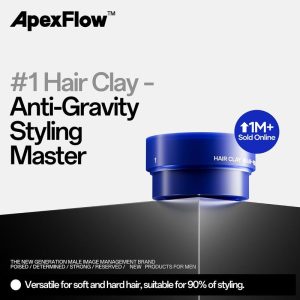 ApexFlow #1 Hair Clay Long-lasting Hold Messy & Textured Look Rambut Lelaki Styling Wax Pegangan Berbilang 3