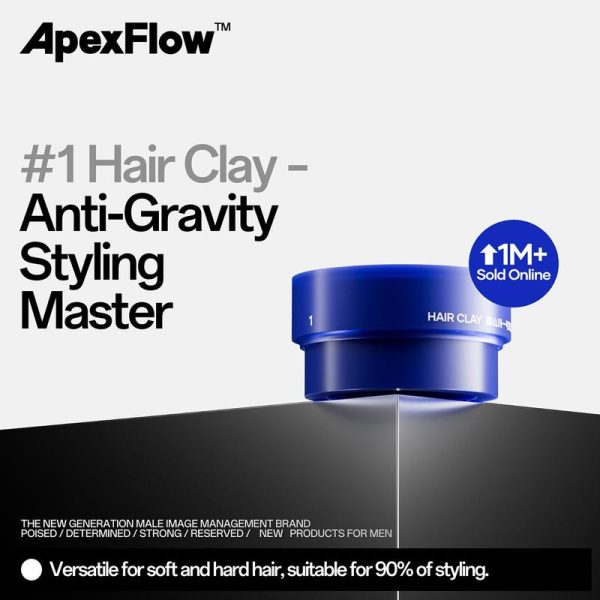 ApexFlow #1 Hair Clay Long-lasting Hold Messy & Textured Look Rambut Lelaki Styling Wax Pegangan Berbilang 3