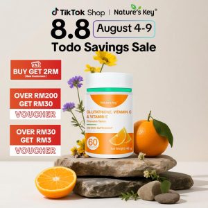 [promote] Nature's Key 10000mcg glutathione vitamin C&vitamin E Chewable Tablets Kunyah Pencerah Kulit｜Lindungi Kulit & Cerah Berseri（60pcs-180pcs） Supplement