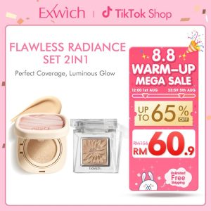 【HOT】Exwich 2PCS 2IN1 Makeup Set- Perfect Cover Cushion+Highlighter Powder-Flawless Radiance Set | Perfect Coverage, Luminous Glow PERFECT COVER CUSHION With 18H Long Lasting | Smooth, Flawless, and Long-Lasting