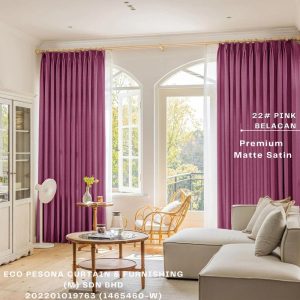 Premium Matte Satin - Pink Belacan Ready Made Curtain Semi-Blackout Curtain Sliding Door Curtain, Langsir Siap Jahit / Langsir Plain / Langsir 2 Panel / Langsir 3 Panel / Langsir Pintu / Langsir Rumah