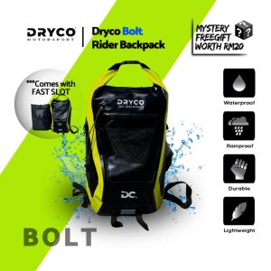 Dryco Bolt Backpack 20L | Dryco Bolt Bag Galas (datang dengan Fast Slot) [Backpack | Waterproof | Easy Access | Compartment | Durable | Outdoor | Motorcycle Riding | Kalis Air | Riding | Roll Top | Tahan Lasak ]