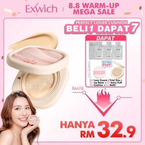 【HOT SHADE PRALINE】Exwich Perfect Cover Cushion Matte Cushion Foundation Light Texture Without Dullness Stay Matte All Day 24H Long-lasting ALL SKIN SUITABLE Perawatan Kulit