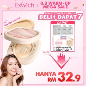 【Coupon 19RM】Exwich Perfect cover cushion Waterproof Make Up Setting BB Cream - Concealer Foundation Wajah Extract Mencerahkan long lasting merawat kuilt | cushion anti oksidasi dan tahan lama skin tint wanita