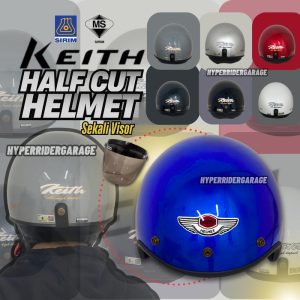 【READY STOCK】Keith 903 3 Pin Button Half Cut Motorcycle Helmet Malaysia Sirim Approved/Topi Keledar Separuh steng Sekali Visor