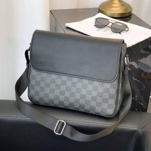Bag Sling Bag Black Messenger Shoulder Elegant Trendy Checkered Casual Fashion Durable Leather Men Beg Silang Sandang