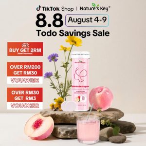 [promote] Nature's Key 500mg Vitamin C+250mg Glutathione+300mg Collagen Peptid effervescent tablets Kulit Cerah & Glowing｜Tablet Effervescent Pemutih Kulit Minuman Cantik Harian Supplement