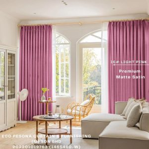 Premium Matte Satin  Kitty Pink Ready Made Curtain Semi-Blackout Curtain Sliding Door Curtain, Langsir Siap Jahit / Langsir Plain / Langsir 2 Panel / Langsir 3 Panel / Langsir Pintu / Langsir Rumah