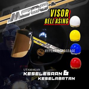 100% ORIGINAL MS88 Helmet [Visor Beli Asing] MURAH Wholesale Price mhr sgv Magnum Helmet [Tali Tulisan Merah]